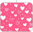 Hot Pink Love Dish Drying Mat for Kitchen Countertop 16x18 Happy Valentine’s by Wamika