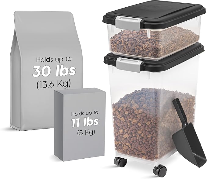 IRIS USA Dog Food Storage Container, 30 lbs & 11 lbs Combo, Cat Food Storage - Image 2