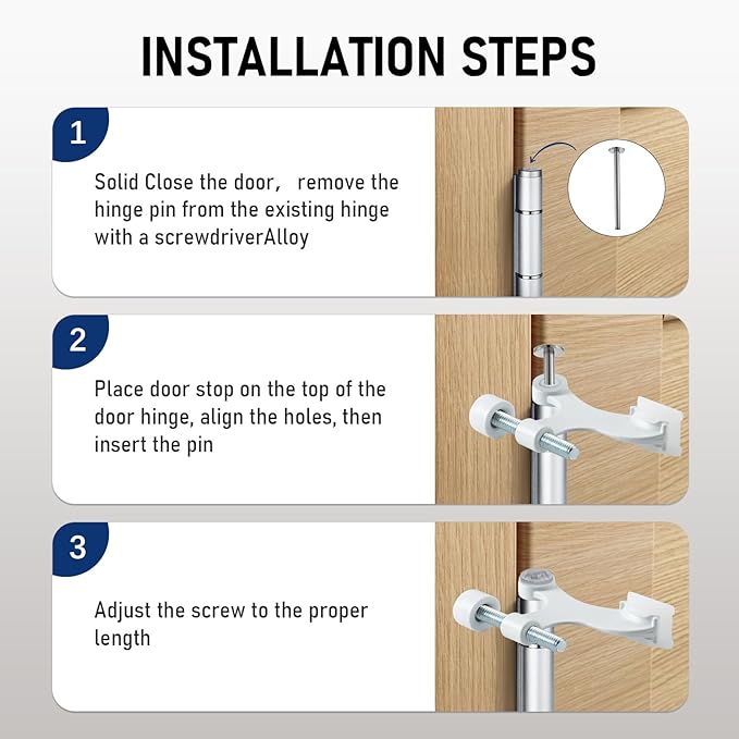 HOME MASTER HARDWARE Hinge Pin Door Stopper 12-Pack, Adjustable Heavy Duty Door - Image 5