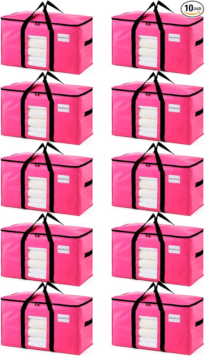 TAILI 10 Pack Pink Extra Large Moving Bags, Heavy Duty Totes by TAILI