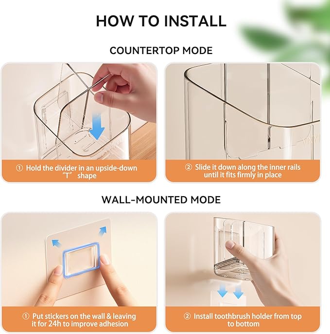 Toothbrush Holders for Bathrooms, 3 Slots Detachable Toothbrush Holder Wall - Image 8
