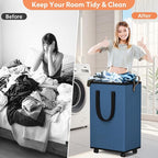 Laundry Basket with Wheels, Collapsible Laundry Baskets, Laundry Hamper with - Image 4