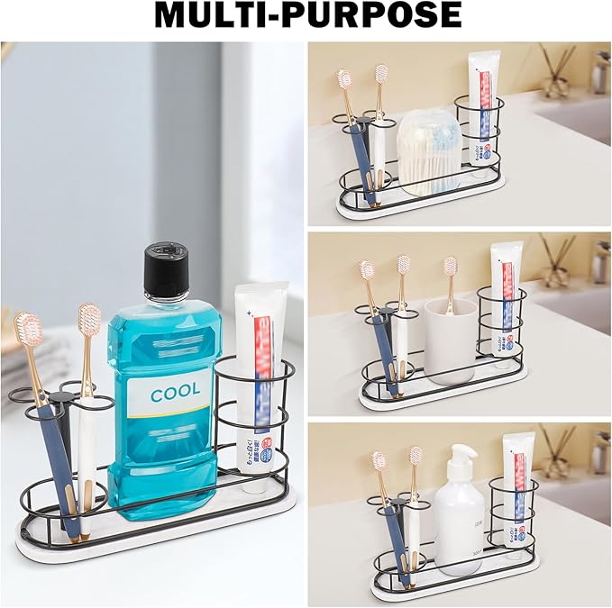 HarJue Toothbrush Holder Stand for Bathroom, Metal Toothbrush Organizer - Image 7