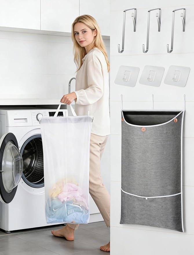 NiHome XXL Hanging Laundry Hamper Bag 39.4"x22.4" - Image 9