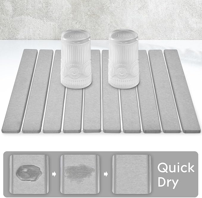 Large Stone Dish Drying Mats for Kitchen Counter, Quick Dry Collapsible Dish Mat - Image 2