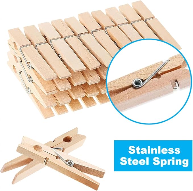 SenseYo 100 Pcs Wooden Clothespins Clips 4 Inch Large Wooden Clips - Image 4