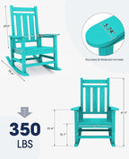 KINGYES Oversized Outdoor Rocking Chair, All-Weather Patio Rocking Chairs for Porch, HDPE Outdoor Patio Rockers with High Back & Wide Seat for Garden, Lawn, Aruba - Image 3