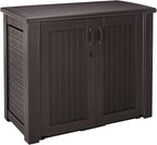 Rubbermaid Decorative Outdoor Storage Cabinet (123 Gal) Weather Resistant Dark Brown Organization for Home/Backyard/Pool Chemicals/Toys/Garden Tools/Porch/Patio Cushions by Rubbermaid