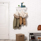 Emfogo Coat Hooks Wall Mounted, Rustic Wood Coat Rack Wall Mount Shelf - Image 3