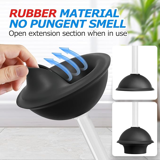 2 in 1 Toilet Brush and Plunger Set, Toilet Bowl Brush Plunger Set, Extended - Image 4