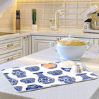 Chinese Blue Vases Dish Drying Mat Super Absorbent Drying Mat Large Coffee Mat - Image 6