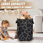 Grey Black Leopard Print Laundry Basket, Foldable Animal Leopard Laundry Hamper - Image 2
