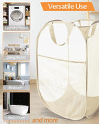 Durable Collapsible Laundry Baskets- Reinforced Mesh Pop Up Laundry Hamper - Image 5