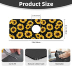 Sunflowers Black Vintage Paingting Kitchen Sink Splash Guard Faucet Mat 1 Pcs - Image 2