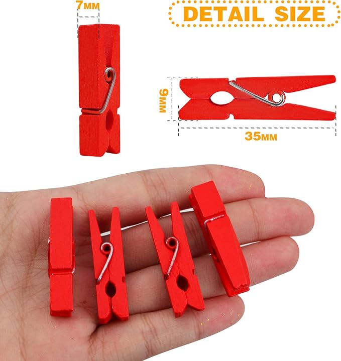 Jdesun 50pcs Wooden Photo Clips Natural Wooden Mini Laundry Pins Clothespins - Image 3