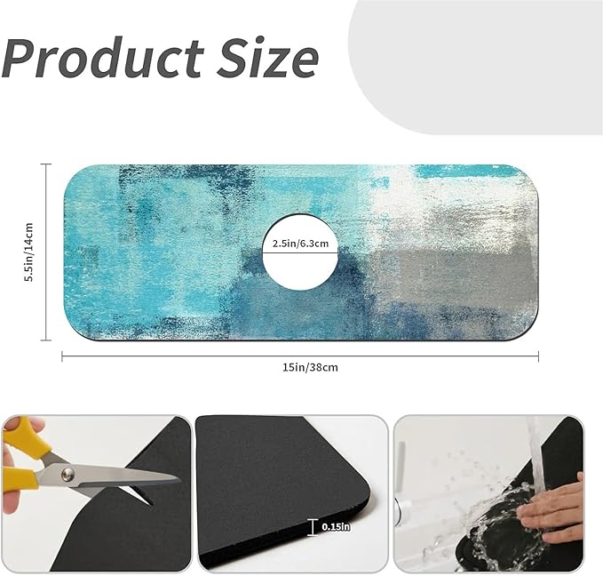 Kitchen Sink Splash Guard，Blue ocean Faucet Mat Sink Gadgets-Super Absorbent - Image 3