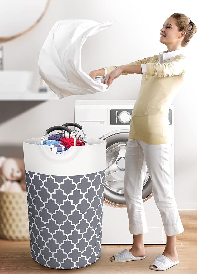 Large Laundry Basket Laundry Hamper Bag Washing Bin Clothes Bag Collapsible Tall - Image 6