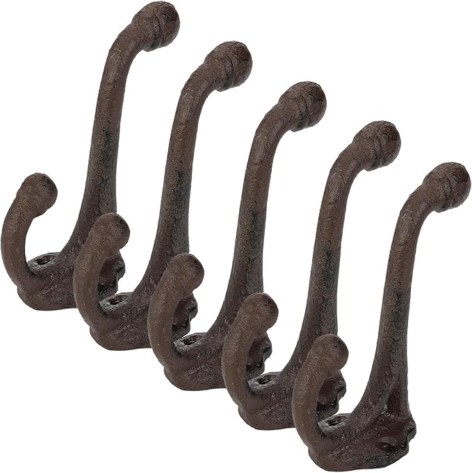 Peohud 10 Pack Cast Iron Coat Hooks, Rustic Wall Hooks, Wall Mounted Farmhouse - Image 4