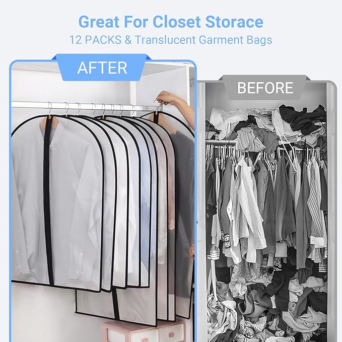 Garment Bags for Hanging Clothes Suit Bags for Closet Storage Plastic - Image 5