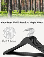 StorageWorks Black Wooden Hangers 20 Pack, Heavy Duty Wood Hangers - Image 3