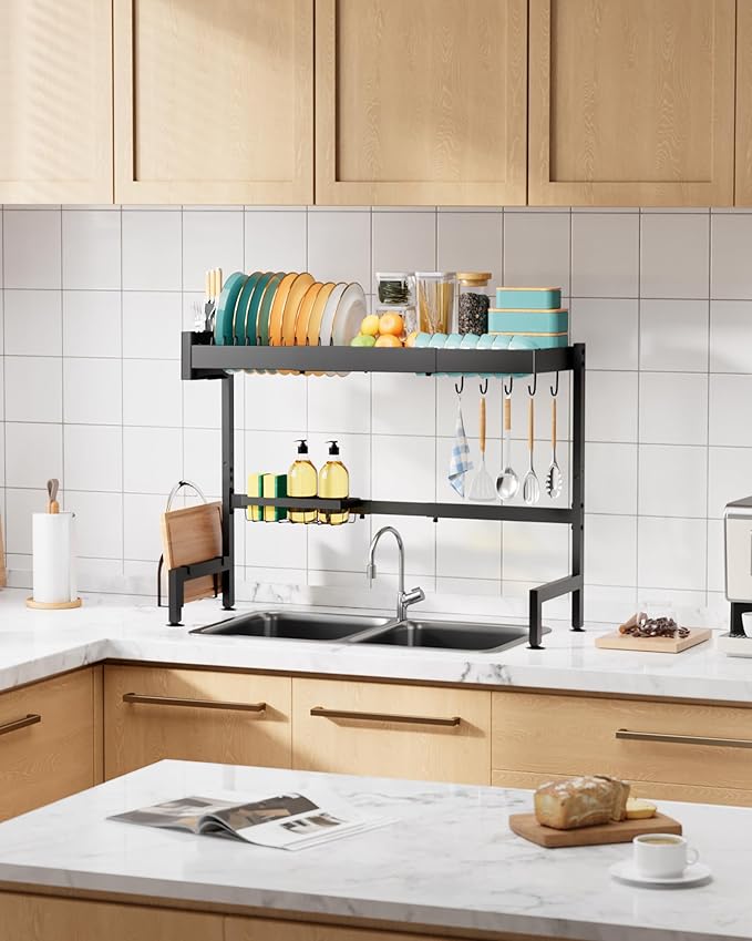 Over The Sink Dish Drying Rack, Expandable 2-Tier Stainless Steel Kitchen - Image 7