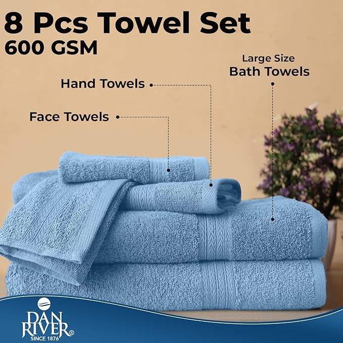 DAN RIVER 8 PC Luxury Bath Towels - Image 7