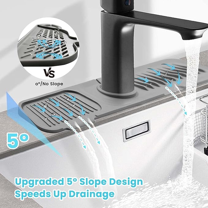 Daily Treasures 45 x 10 cm Splash Sink Guard, Narrow Rim Design Silicone Faucet - Image 4