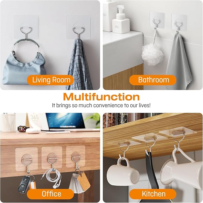48 Pack Heavy Duty Adhesive Wall Hooks - Image 4