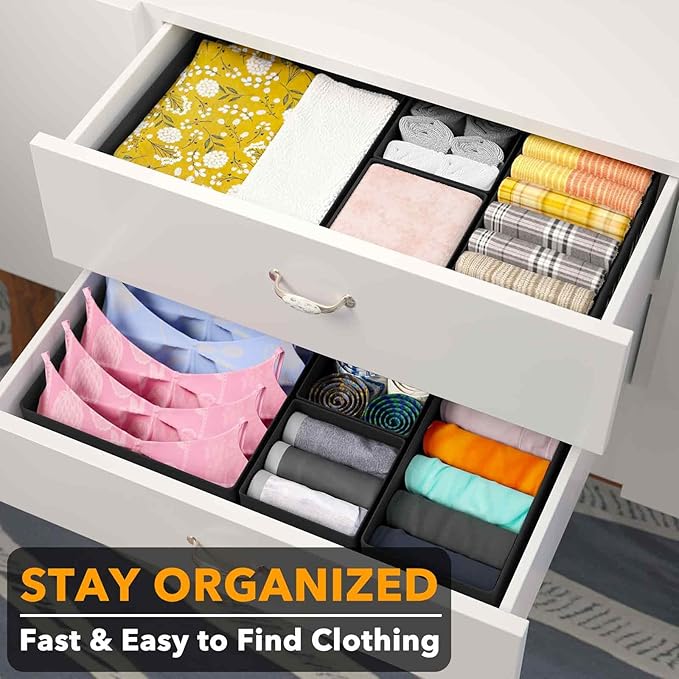 SpaceAid Drawer Organizer for Clothes, 6 Pack Dresser Drawer Organizer Bins - Image 3