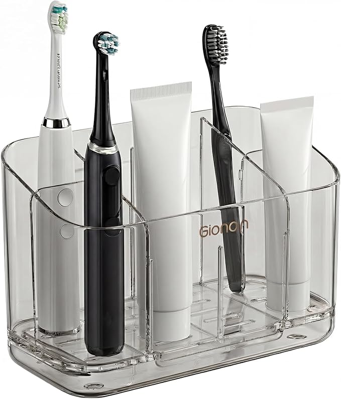 Toothbrush Holder for Bathroom Wall Mounted, 5 Slots Acrylic Toothbrush and by Unknown