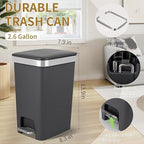 Small Bathroom Trash Can with Lid and 3 Rolls Trash Bags, Step Pedal - Image 3