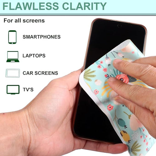 12Pcs Multicolor Flowers Drawing Microfiber Cleaning Cloths - Image 2