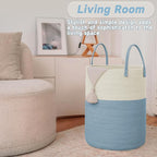 Large Woven Laundry Basket Hamper, 100L Cotton Rope Storage Bin - Image 3