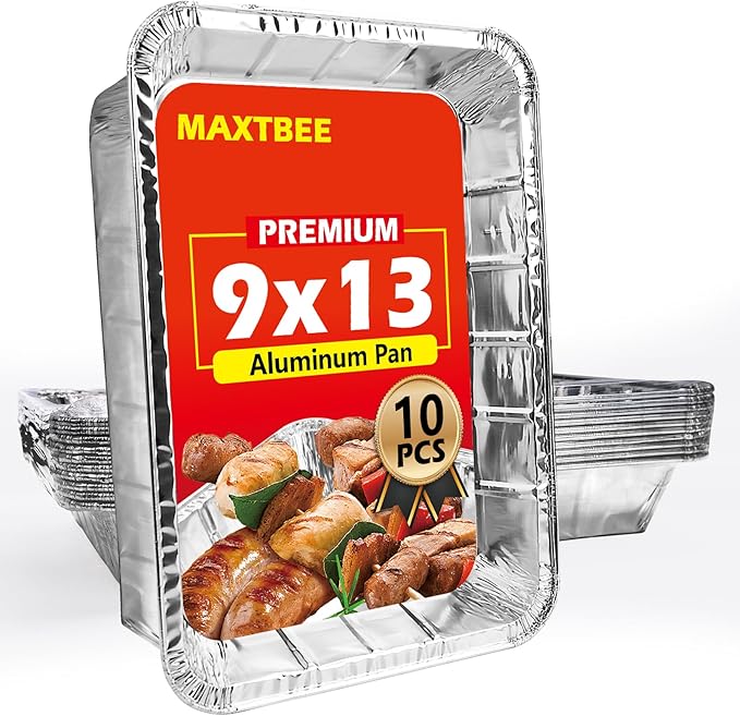 Aluminum Pans Foil Pans, 10 Pack 9x13 Disposable Trays Half Size Tin Pans Heavy by Unknown