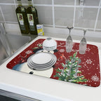 Winter Snowflake Red Dish Drying Mat - Image 6