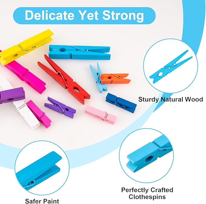 128 Pcs Colored Clothespins 10 Color, Colored Clothes Pins Wooden, Clothes Pins - Image 3