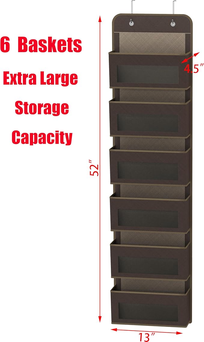 Simple Houseware 6 Clear Window Pocket Over Closet Door Storage Hanging - Image 2