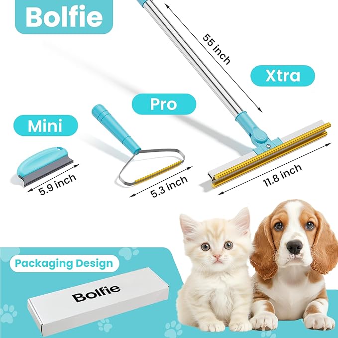 3 in 1 Carpet Rake for Pet Hair Removal, Tool Set of 3, 55” Long Handle Carpet - Image 2