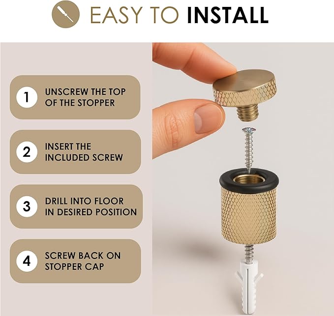 Mega Handles Knurled Floor Door Stopper, Quickly Installed Wall Protector - Image 7