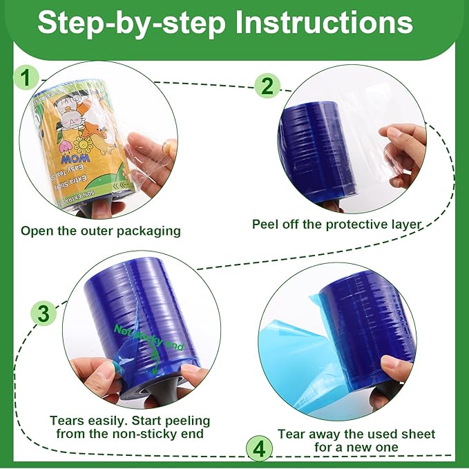Lint Roller Pet Hair Value Pack of 250 Sheets, Extra Sticky Lint Remover - Image 4