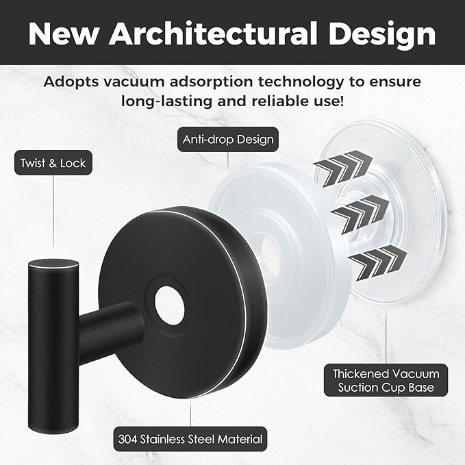 Shower Hooks for Inside Shower, No-Drill Removable&Reusable Towel Hooks for - Image 2