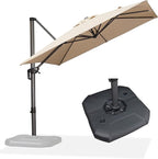PURPLE LEAF 8 Feet Square Cantilever Umbrella Patio Umbrella with Base Outdoor Umbrella Aluminum with 360-degree Rotation for Garden Deck Pool Patio Beige - Image 2