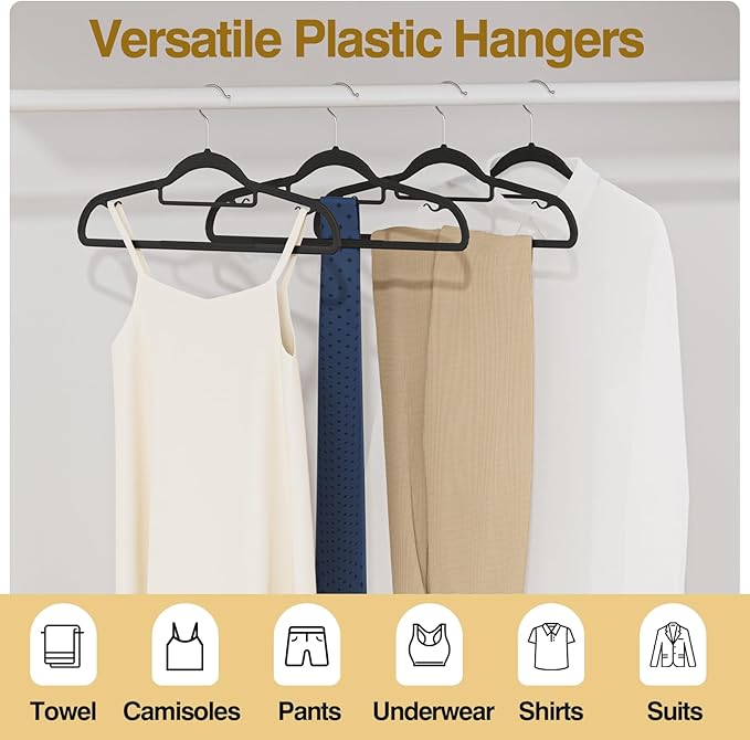 Plastic Hangers 50 Pack, Heavy Duty Clothes Hangers - Image 7