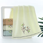 Pidada Hand Towels Set of 4 Embroidered Bird Tree Pattern 100% Cotton Absorbent - Image 3