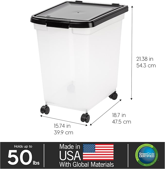 IRIS USA Airtight Dog Food Storage Container, WeatherPro, Removable Wheels - Image 3