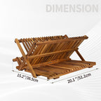 Utoplike Large Teak Dish Drying Rack, Wooden 3 Tier Collapsible Dish Draine - Image 4
