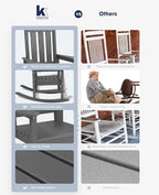 KINGYES Oversized Outdoor Rocking Chair Set of 6, All-Weather Patio Rocking Chairs for Porch, HDPE Outdoor Patio Rockers with High Back & Wide Seat for Garden, Lawn, Gray - Image 7