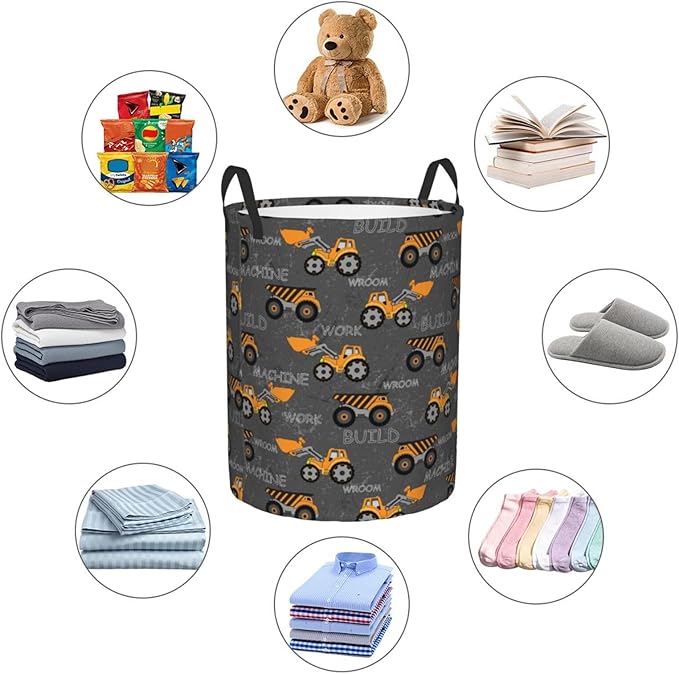 Cute Excavator Engineering Vehicle Laundry Hamper Bag - Image 5