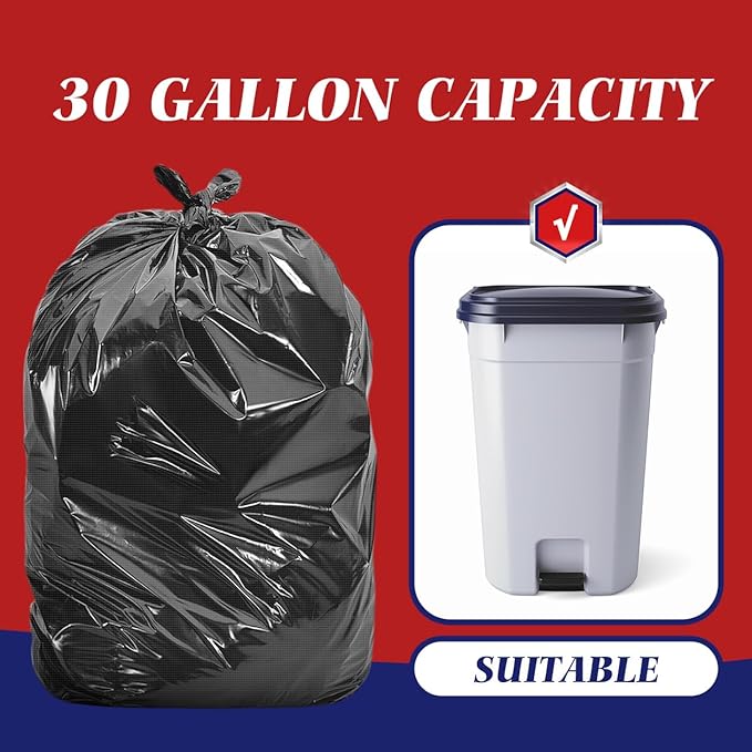 30-33 Gallon 100 Counts Large Trash Bags w/Ties Black Garbage Bags, Large Trash - Image 4