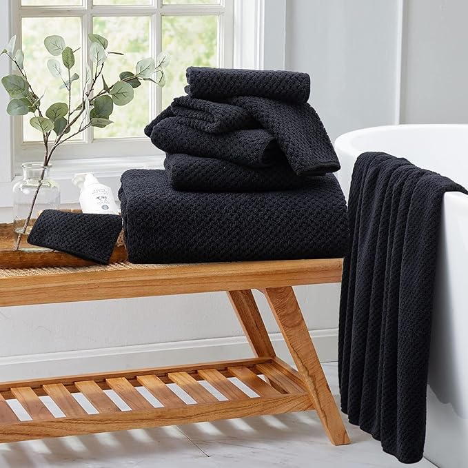 8 Piece Bathroom Towel Set Black |2 Oversized Large Bath Towels Sheet, 2 Hand - Image 2